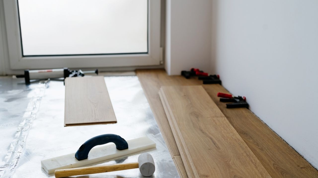 Laminate flooring installation in progress in an Austin, TX home
